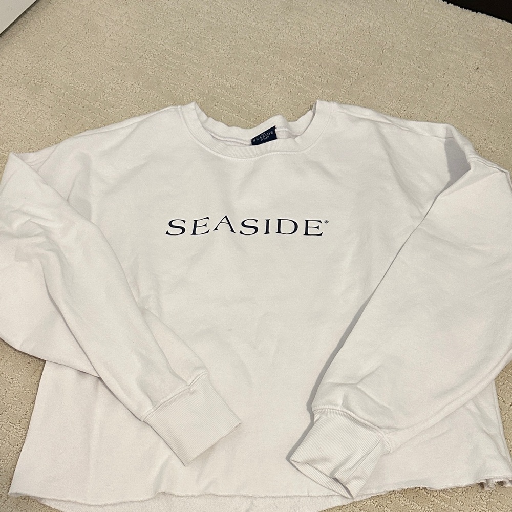 Seaside Cropped White Sweatshirt